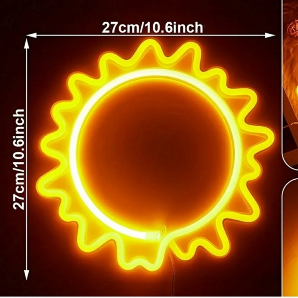 Neon Sign | Yellow Sun |  Neon Light Sign